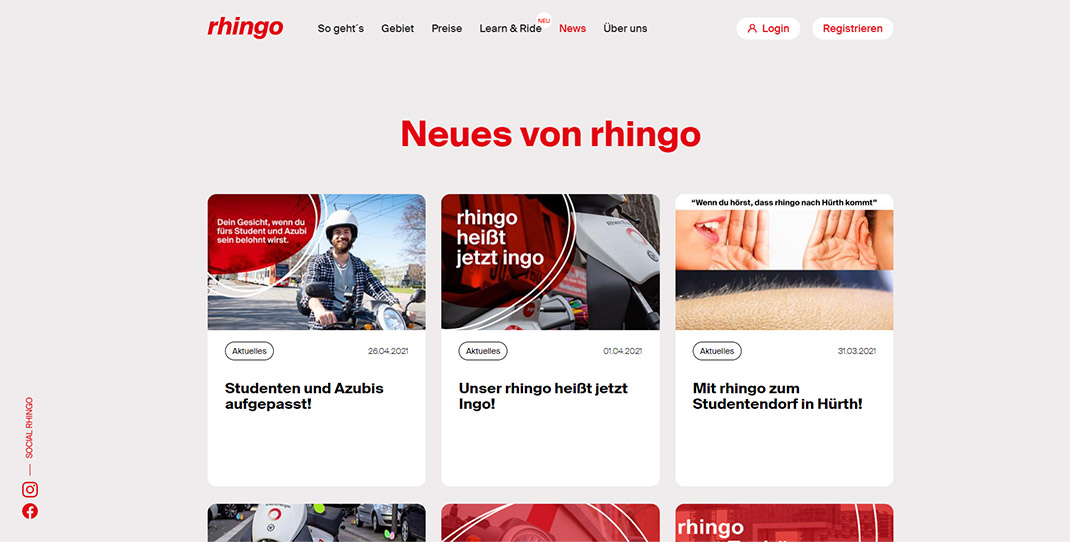 Website Screenshot Rheinenergie AG - Rhingo: News