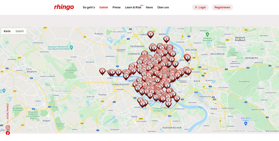 Website Screenshot Rheinenergie AG - Rhingo: Karte