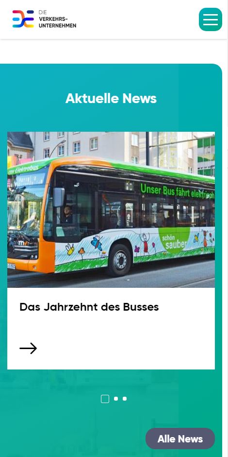 Mobile Ansicht der Website - Referenz: Verband Deutscher Verkehrsuntenrehmen e.V., Verkehrswesen